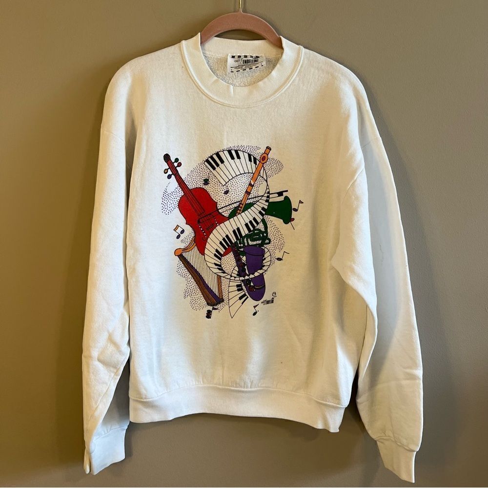 ✨ Vintage Wendelline White Music Crewneck Sweatshirt Large